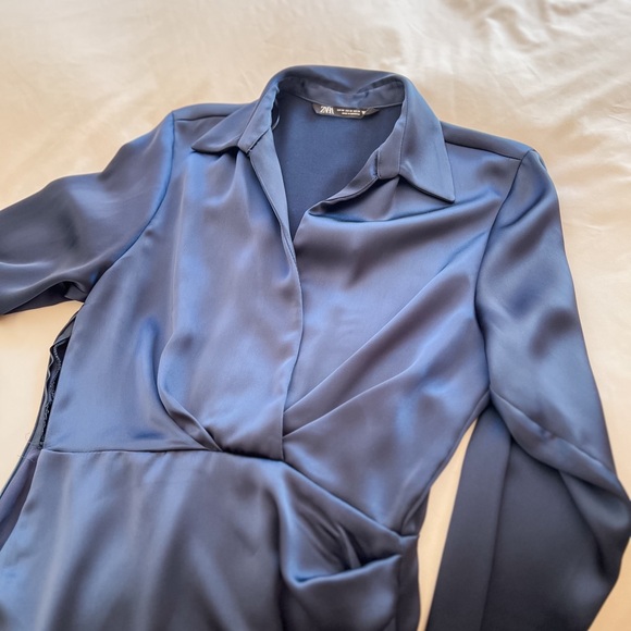 Midnight Blue Satin Dress - Picture 6 of 7